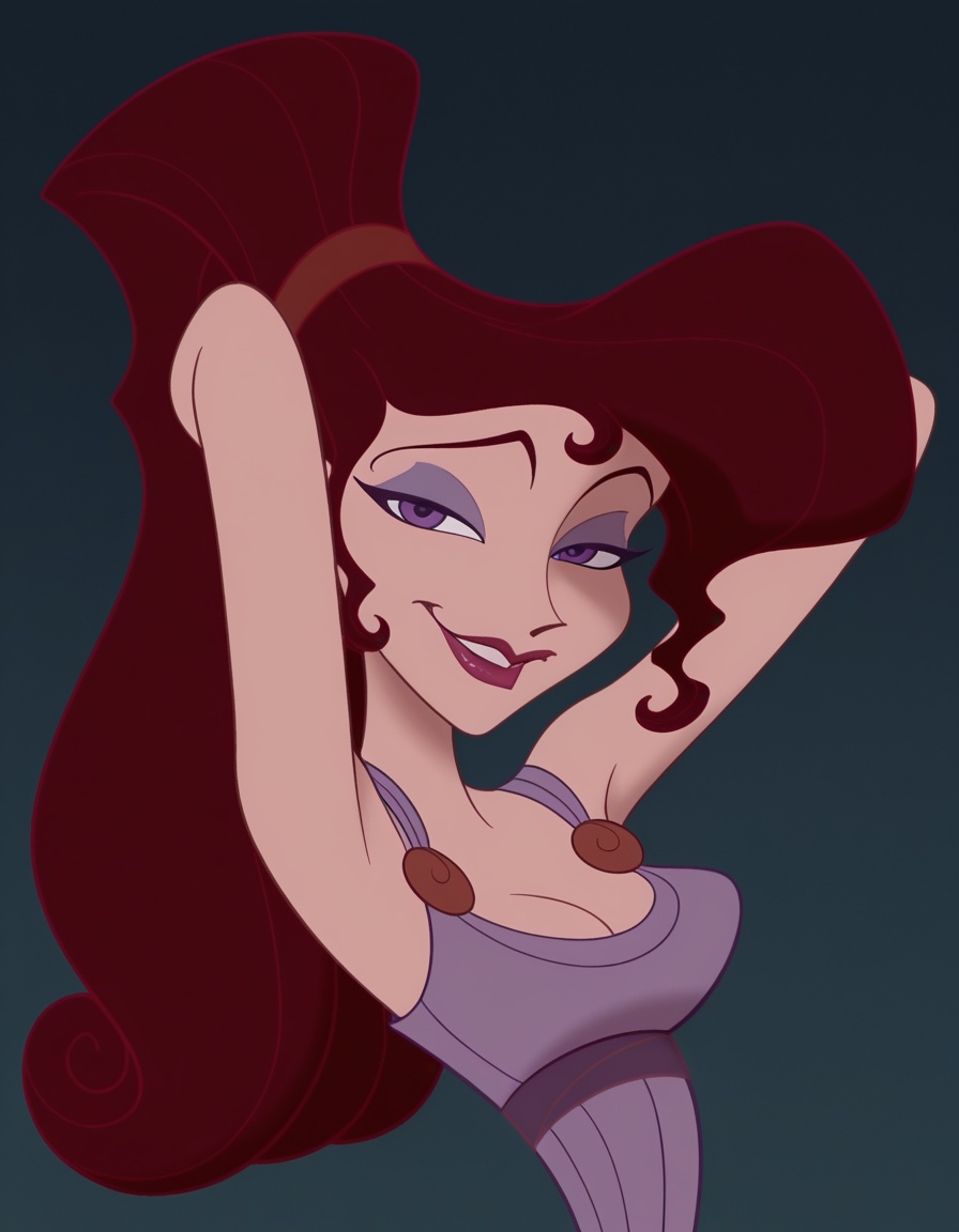 style parody,  megaraherc,  long burgundy hair on Tensor.Art