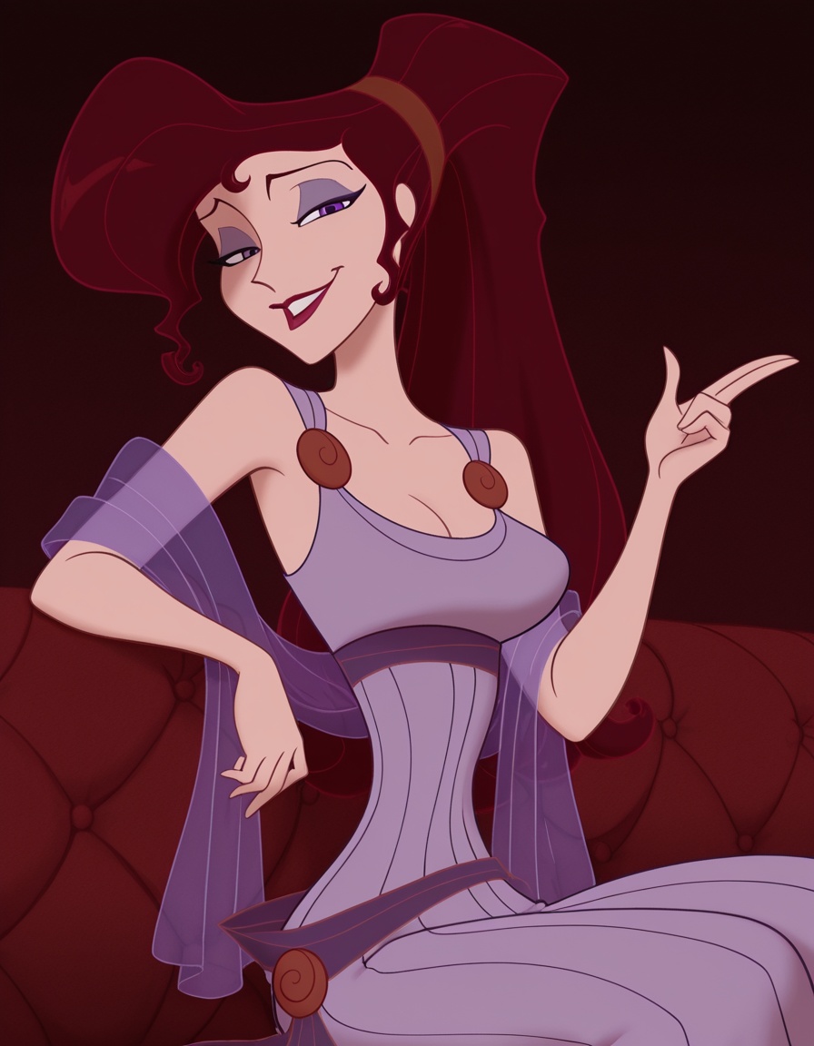 style parody,  megaraherc,  long burgundy hair on Tensor.Art