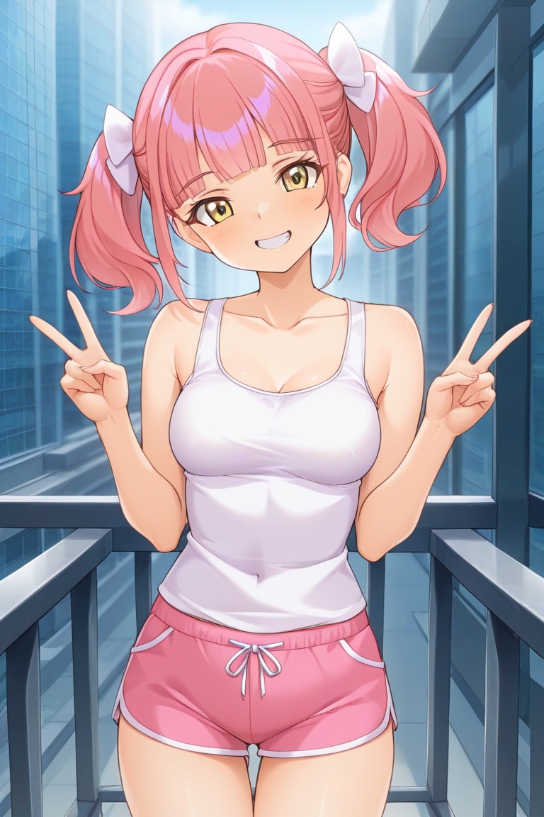 rancymbidium,  short twintails,  pink hair on Tensor.Art