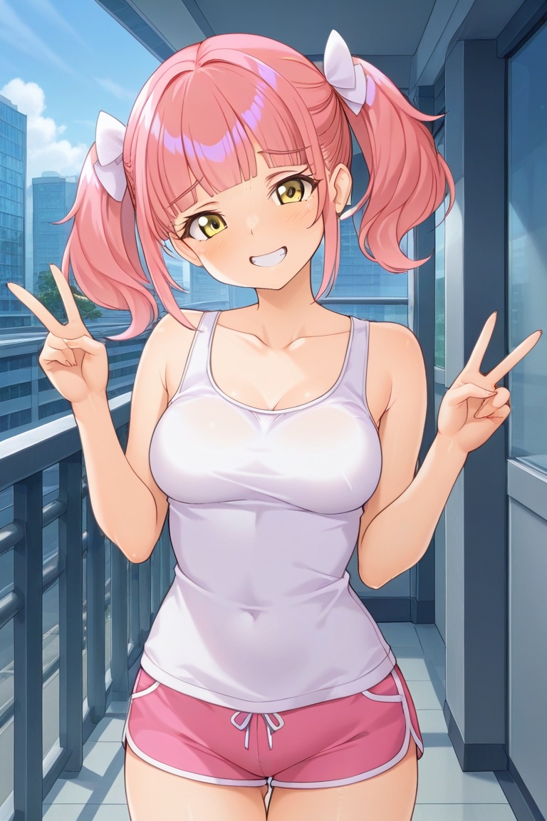 rancymbidium,  short twintails,  pink hair on Tensor.Art