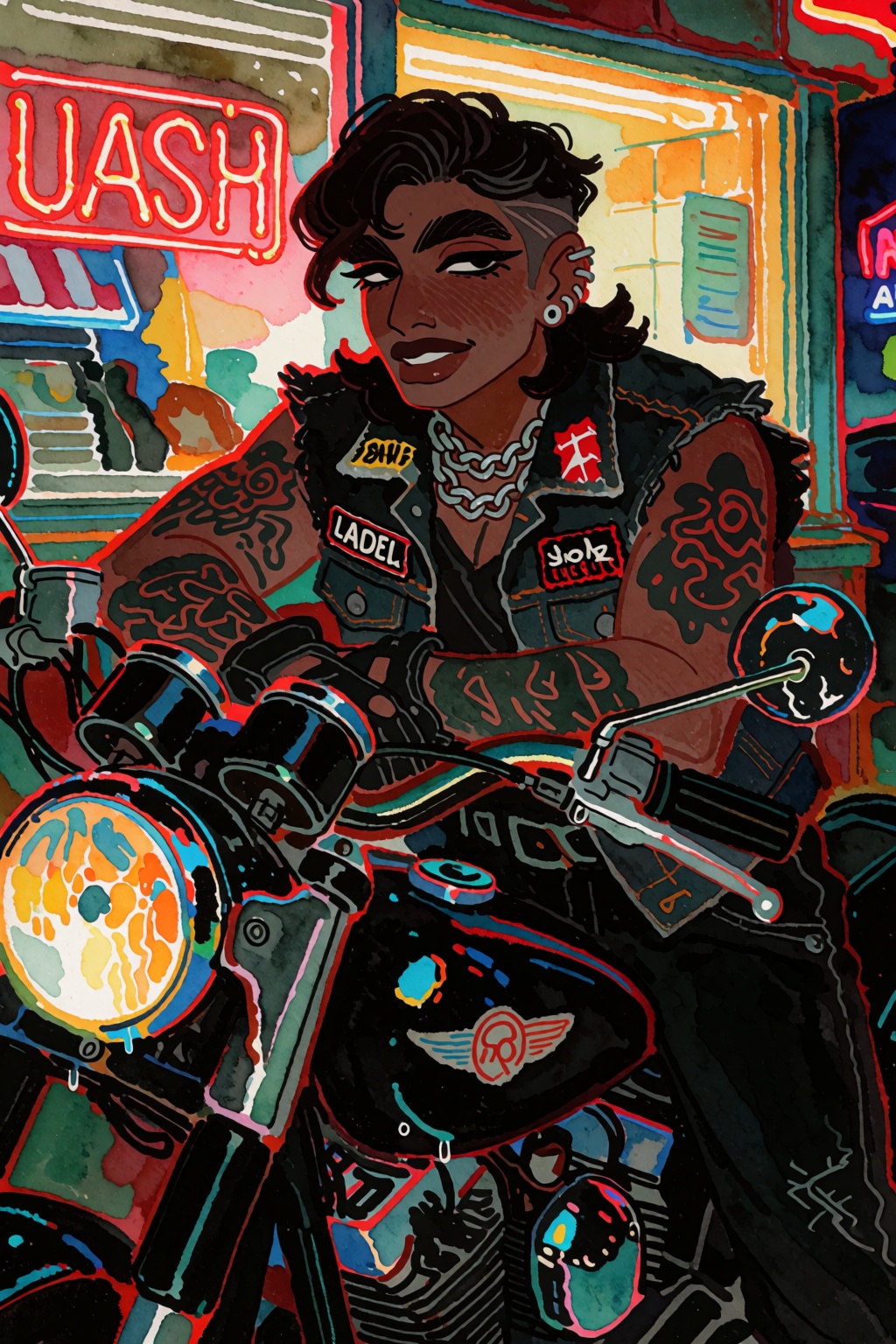 Quinnique,  gorgeous 32-year-old butch ***** woman with a strong square jaw,  broad cheekbones on Tensor.Art