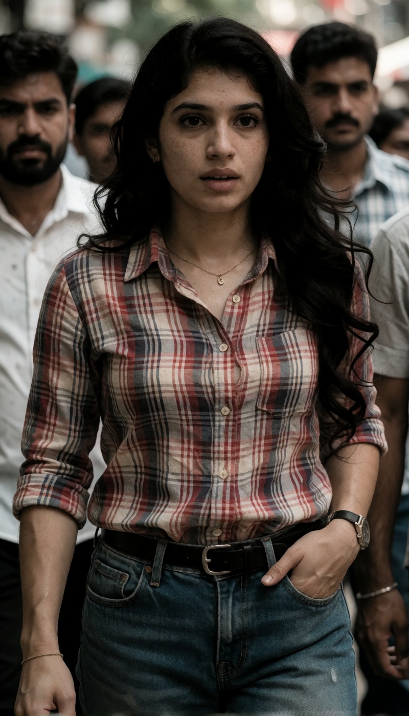 A sexy Indian transwoman in public very sexy body,  extreme sexualy,  candid pic on Tensor.Art