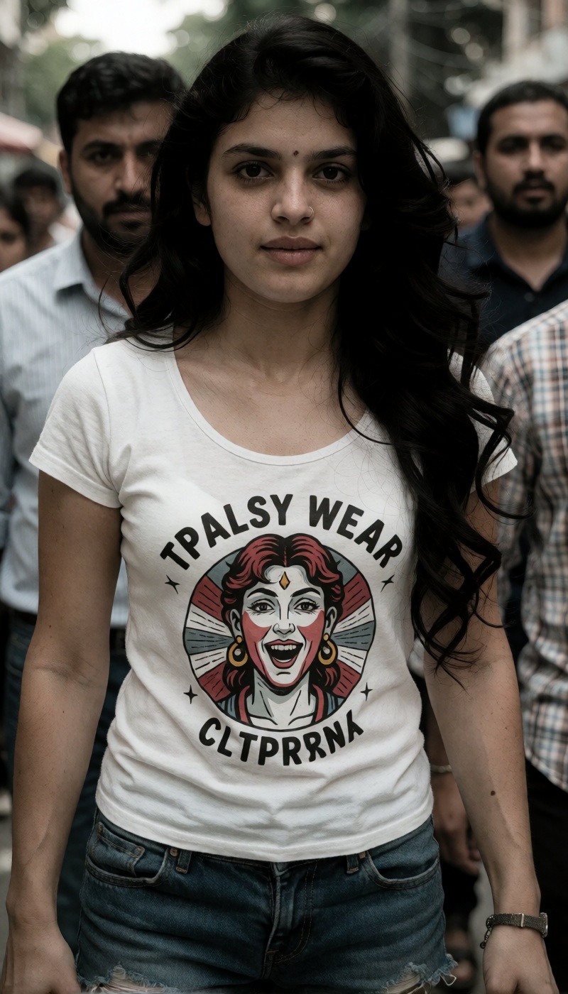 A sexy Indian transwoman in public,  showing very sexy body,  extreme sexy on Tensor.Art