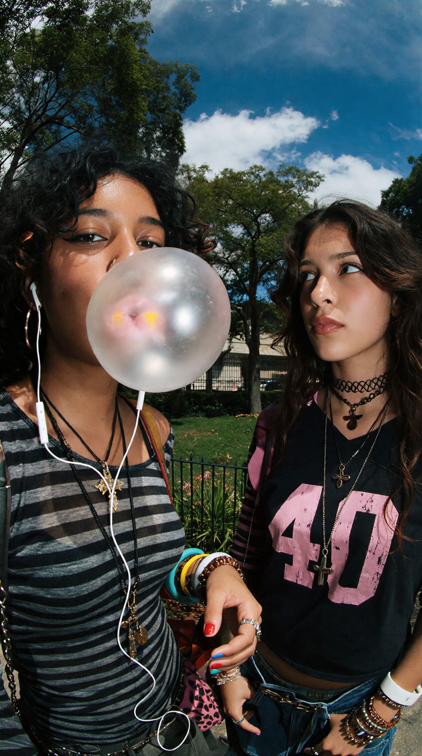 @photograph_xyz,  photograph of two young women outdoors in a park,  the woman on the left has dark brown skin on Tensor.Art