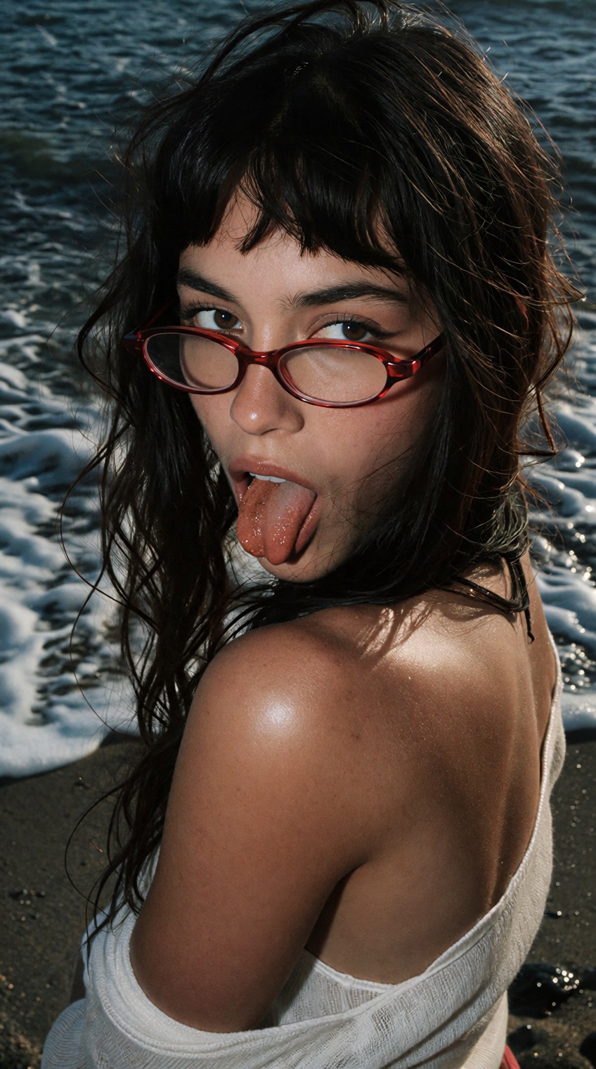 @photograph_xyz,  photograph of a young woman with medium brown skin and long,  dark brown hair with bangs on Tensor.Art
