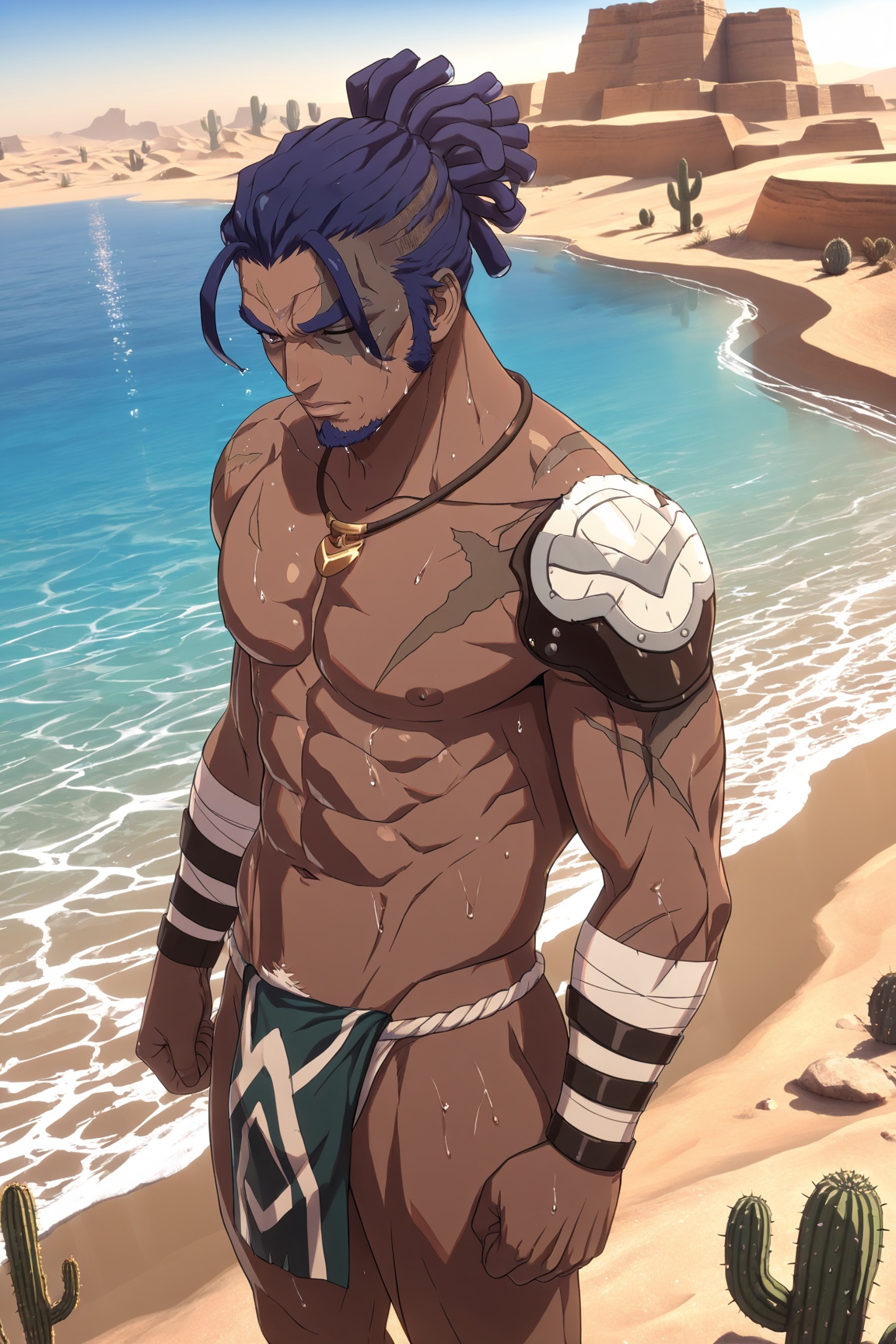 1boy,  BuccarFEFW,  blue hair on Tensor.Art