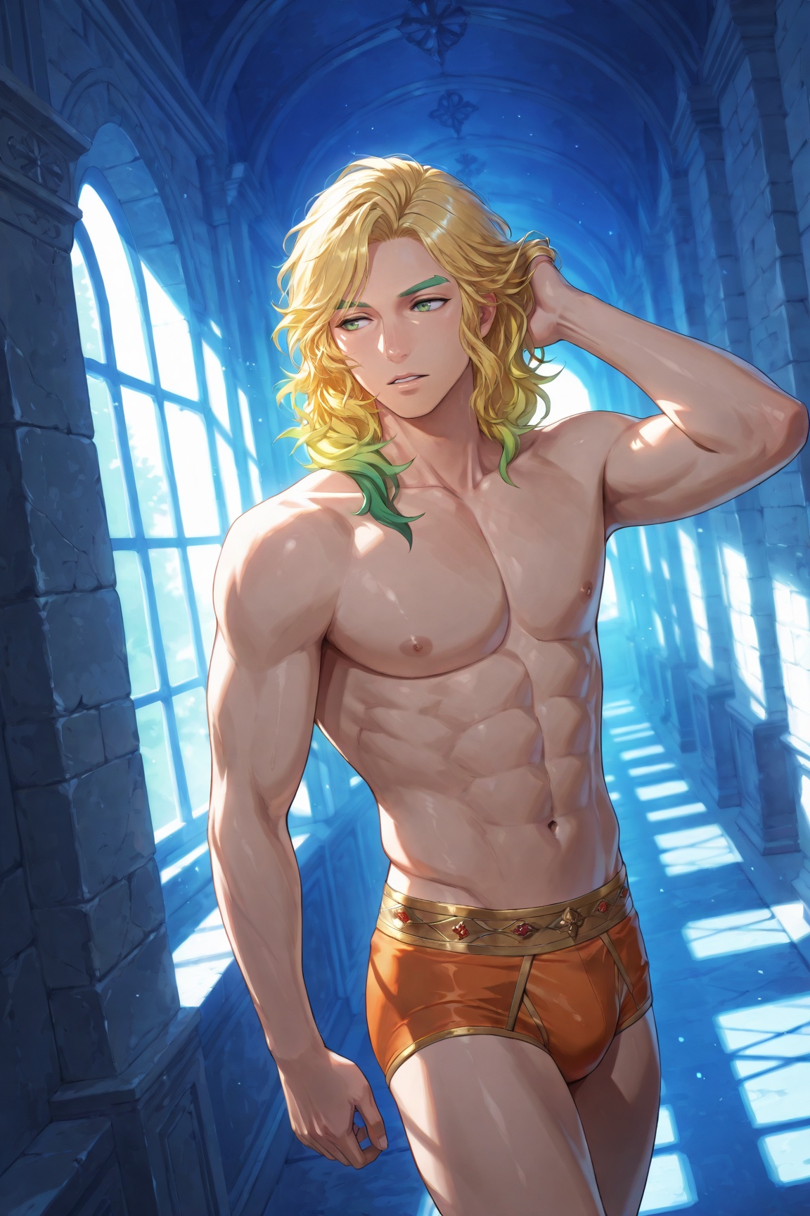 1boy,  solo male,  multicolored hair on Tensor.Art