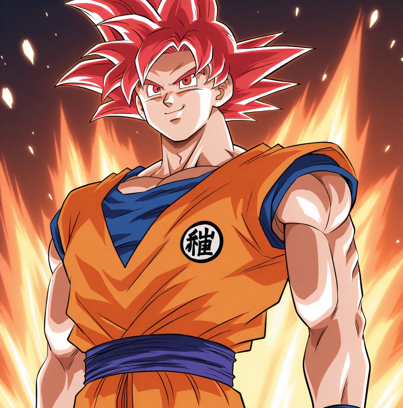 Goku,  super saiyan god,  smile on Tensor.Art