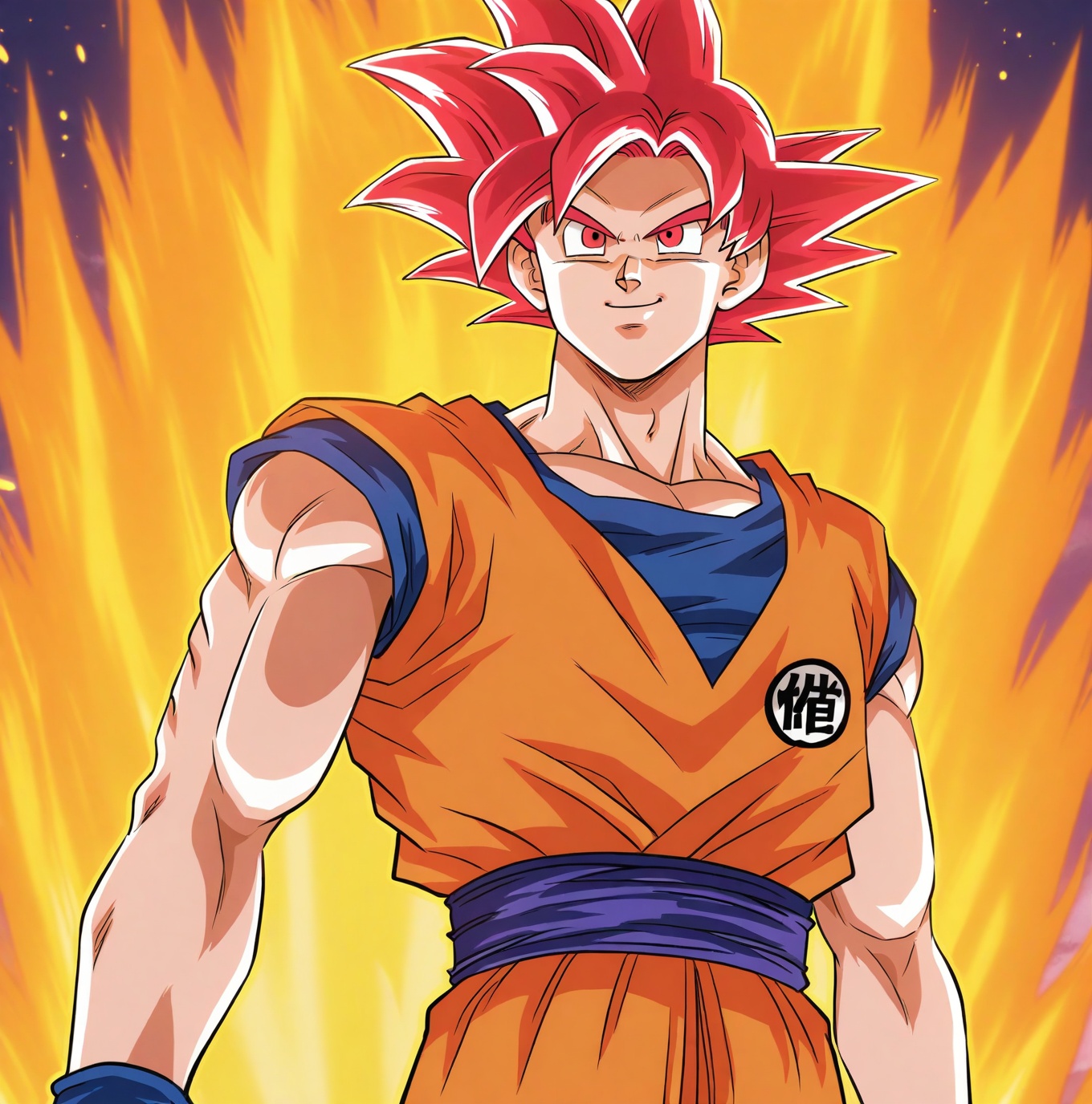 Goku,  super saiyan god,  smile on Tensor.Art