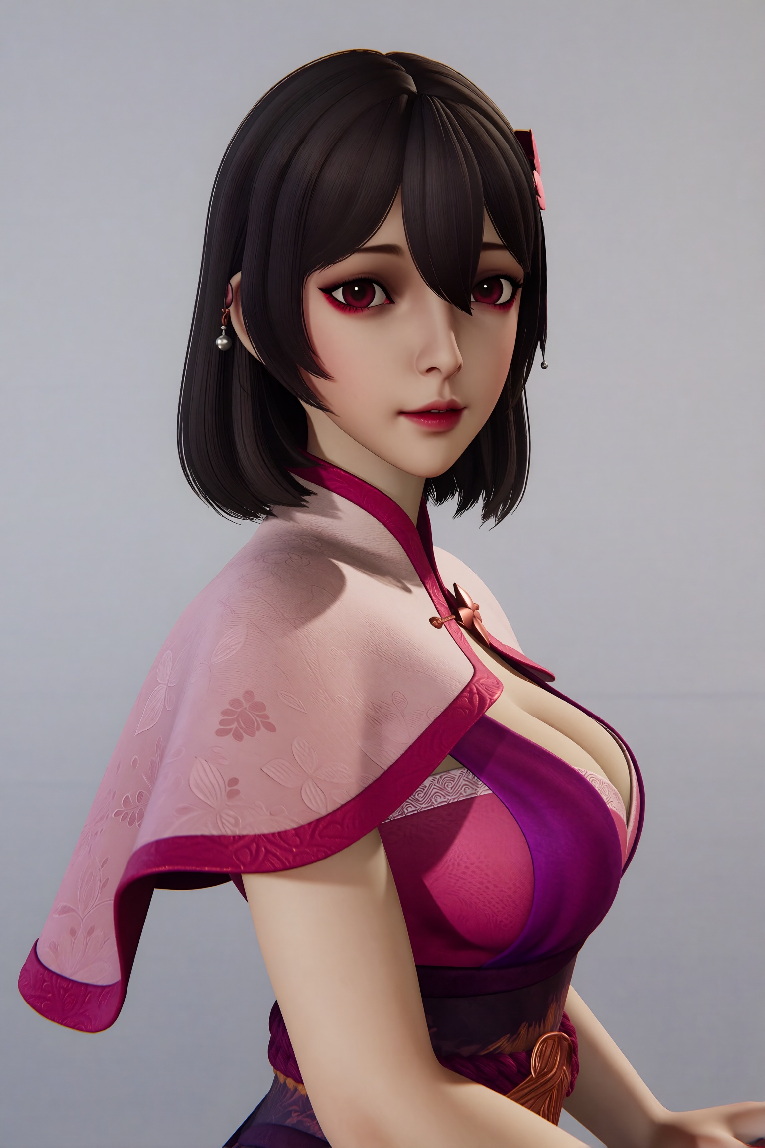 3D rendered character,  中景镜头,  一个美丽的女子HYLR clothes侧身站着 by 月恋-❀ on Tensor.Art