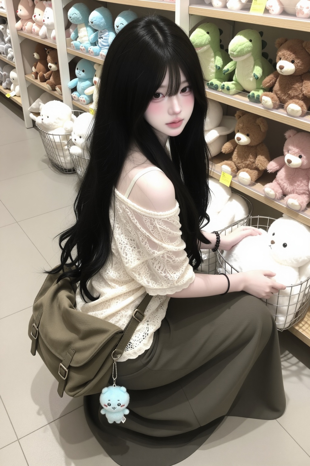 character: young female,  pale skin,  large dark eyes on Tensor.Art