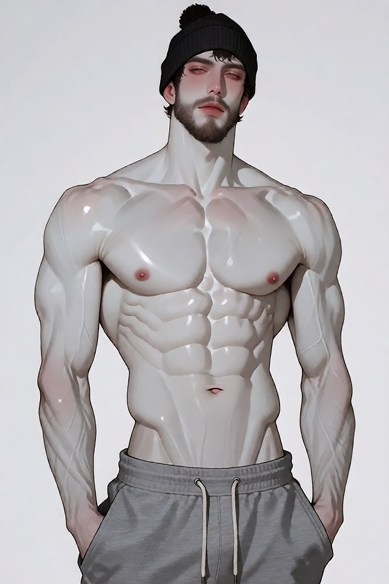 manhwa illustration of a handsome ***** man standing against a clean,  minimal background,  rendered in a refined and clea...