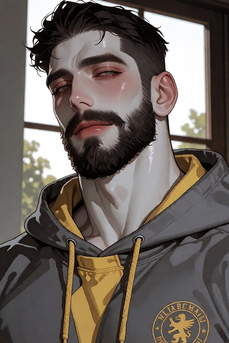 manhwa illustration of a handsome ***** man with pale white skin,  soft red-pink lips,  and an extremely tall on Tensor.Art