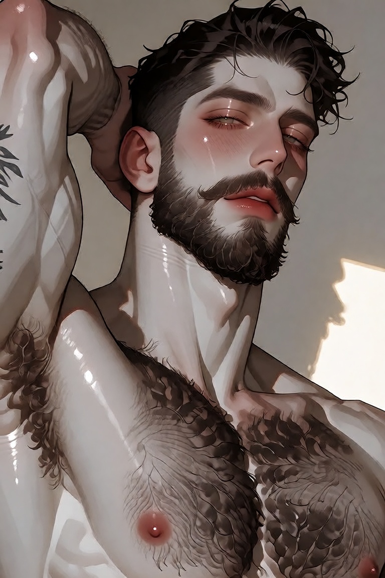 manhwa illustration of a handsome ***** man inspired by the reference portrait,  reimagined in a refined and polished manh...