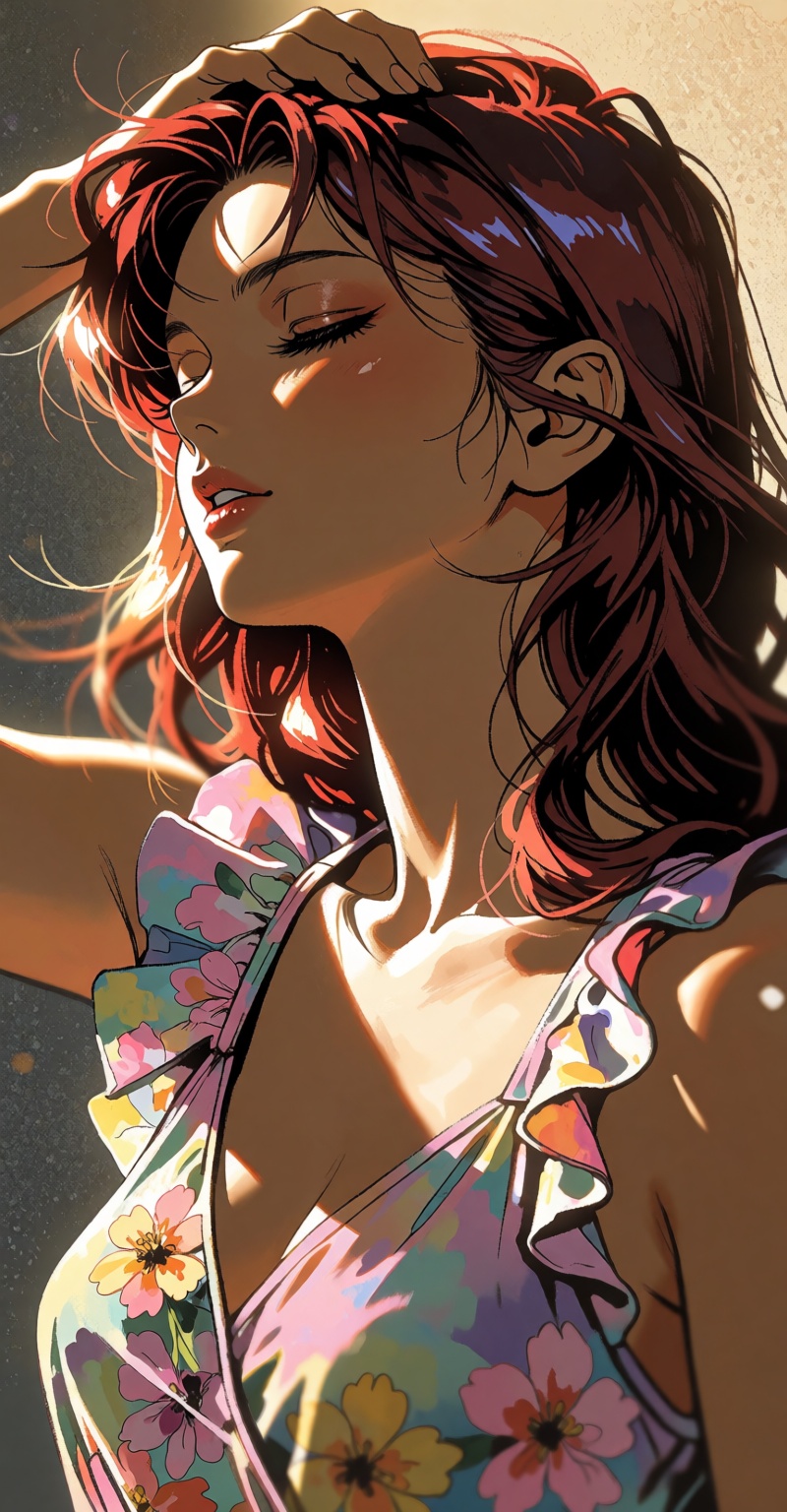 ( ((Emphasize a blend of anime aesthetics with painterly digital rendering techniques)),  the use of light and shadow crea...