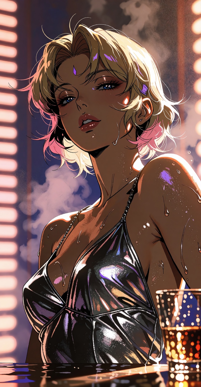 ( ((Emphasize a blend of anime aesthetics with painterly digital rendering techniques)),  the use of light and shadow crea...