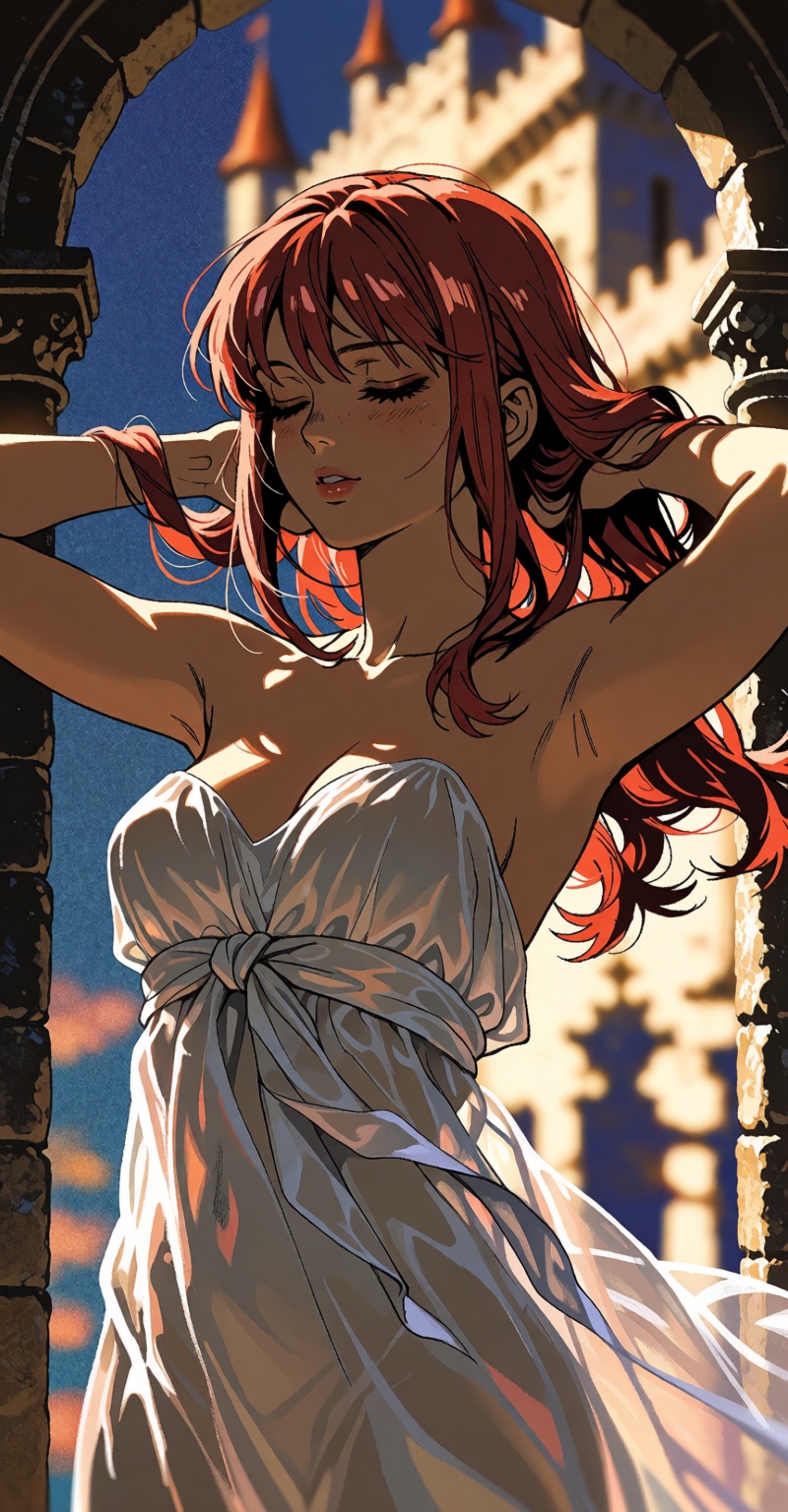 ( ((Emphasize a blend of anime aesthetics with painterly digital rendering techniques)),  the use of light and shadow crea...