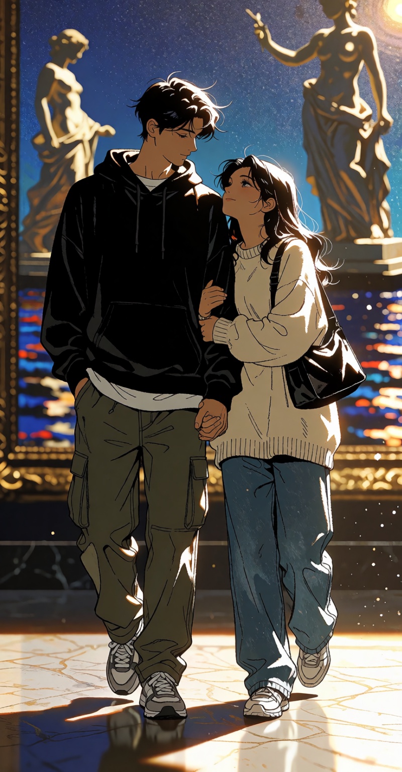( ((Emphasize a blend of anime aesthetics with painterly digital rendering techniques)),  the use of light and shadow crea...