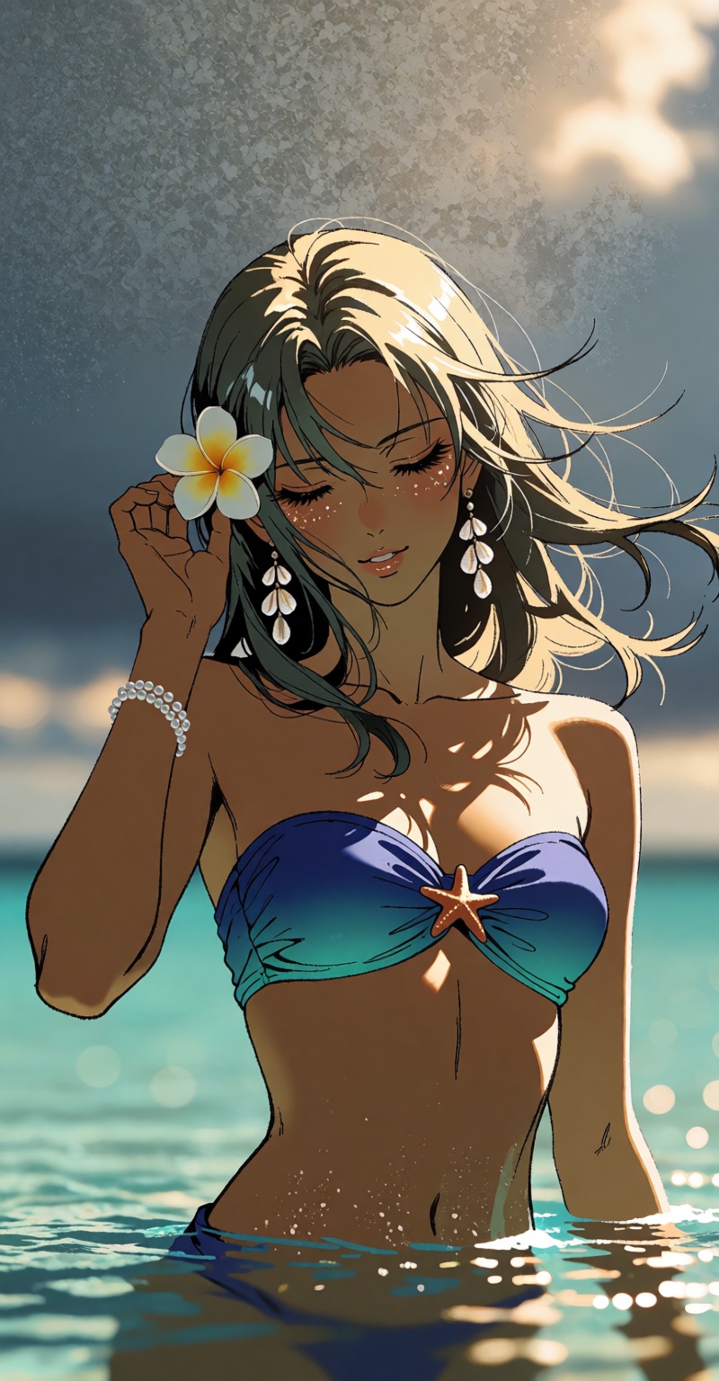( ((Emphasize a blend of anime aesthetics with painterly digital rendering techniques)),  the use of light and shadow crea...