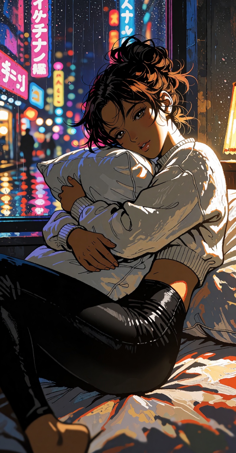 ( ((Emphasize a blend of anime aesthetics with painterly digital rendering techniques)),  the use of light and shadow crea...