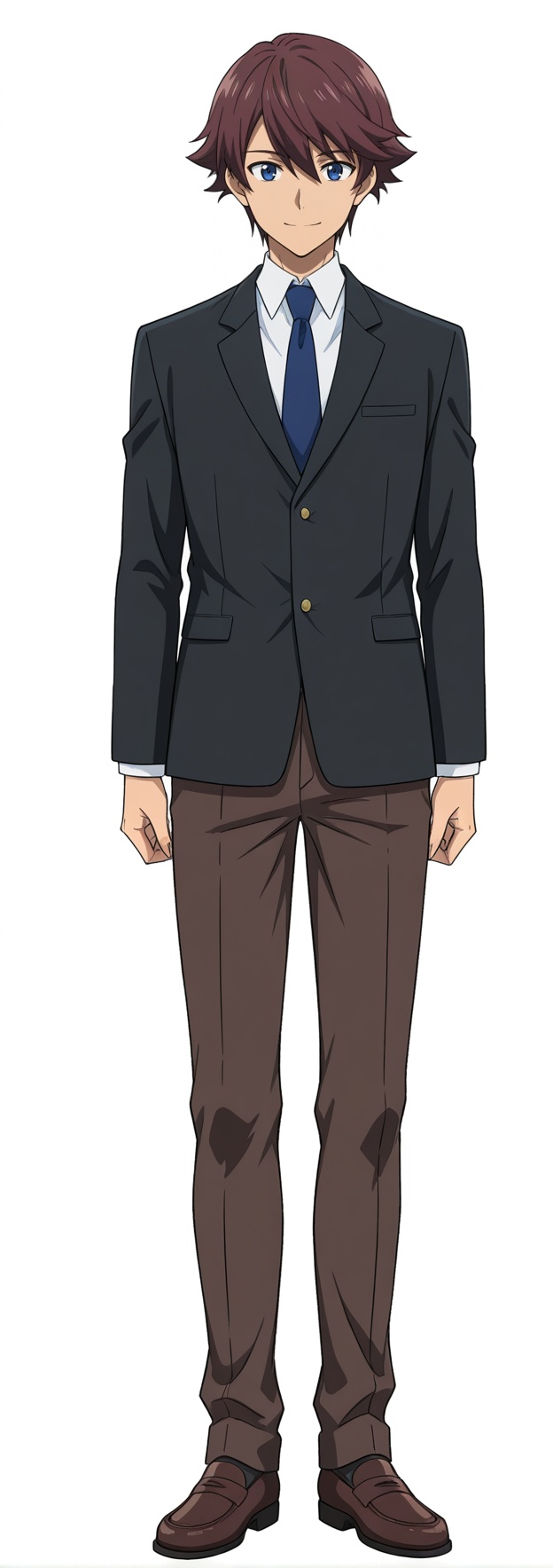 kazuki_ryuusen,  brown hair,  blue eyes school uniform on Tensor.Art
