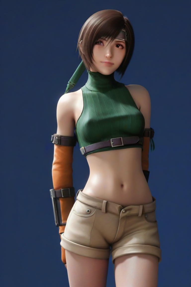 Yuffie kisaragi,  green top,  shorts on Tensor.Art