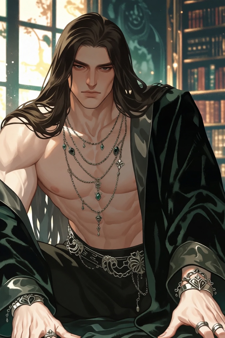 style: semi realistic anime art style,  Waist-up shot of a gorgeous,  tall man with very long on Tensor.Art