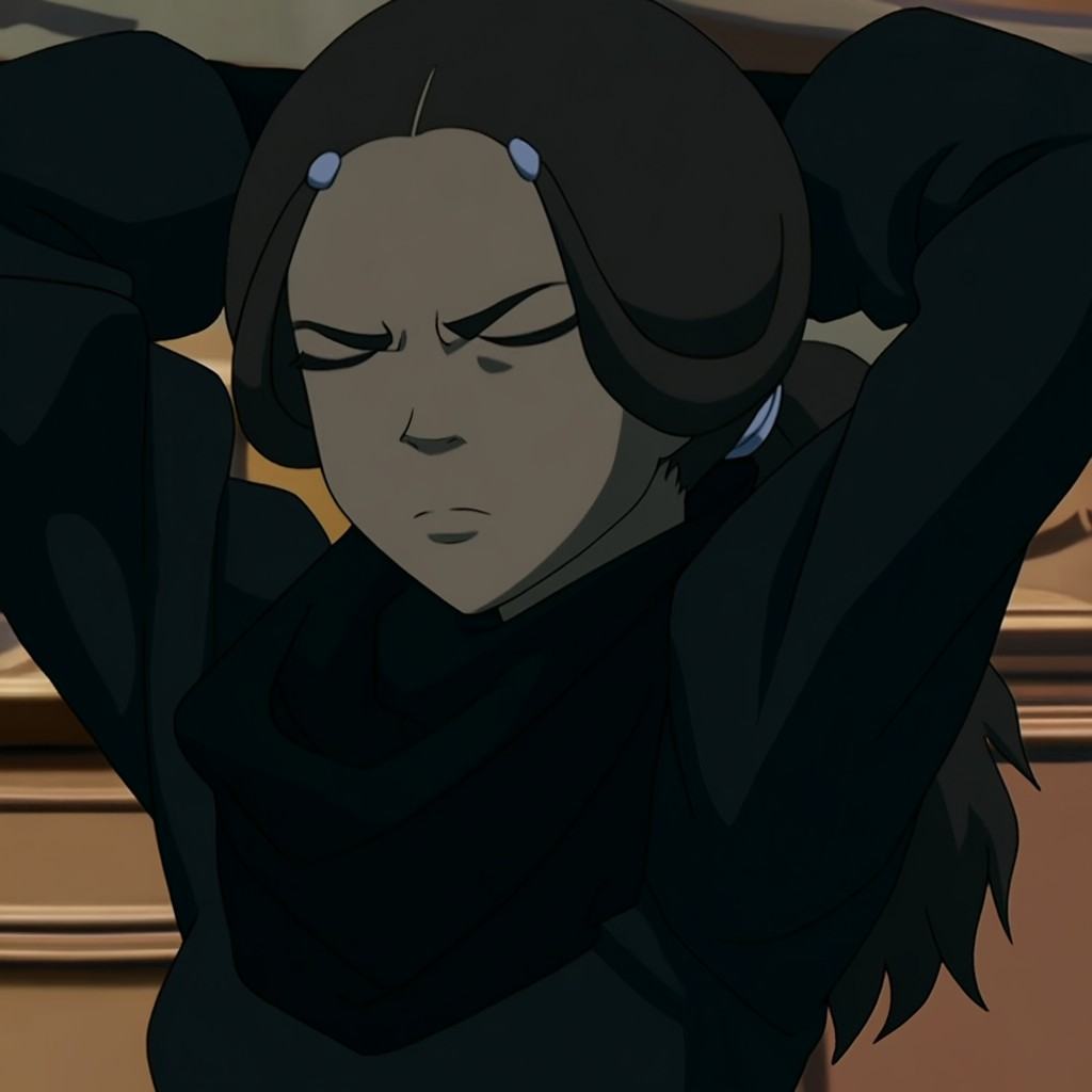kataraatlab3,  arms behind head,  black robe on Tensor.Art