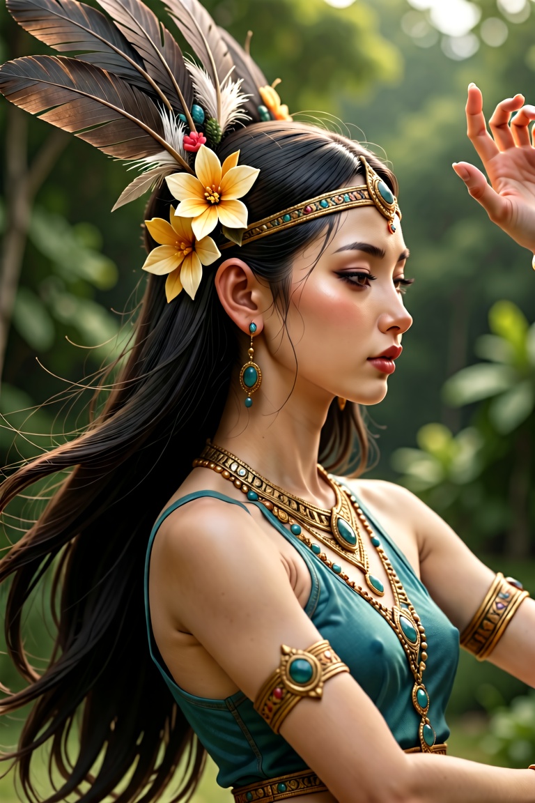 nyekora,  Nyekora sacred dancer,  upper body profile shot on Tensor.Art