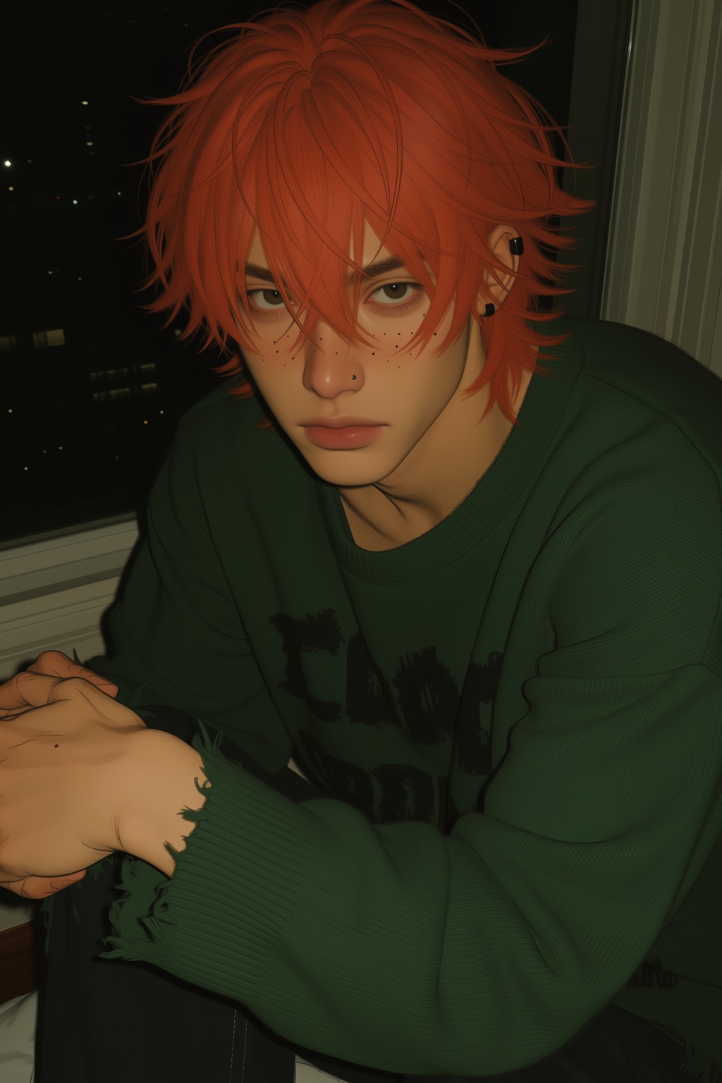 highres,  absurdres,  @4**0D4YX 15. A young man with tousled on Tensor.Art