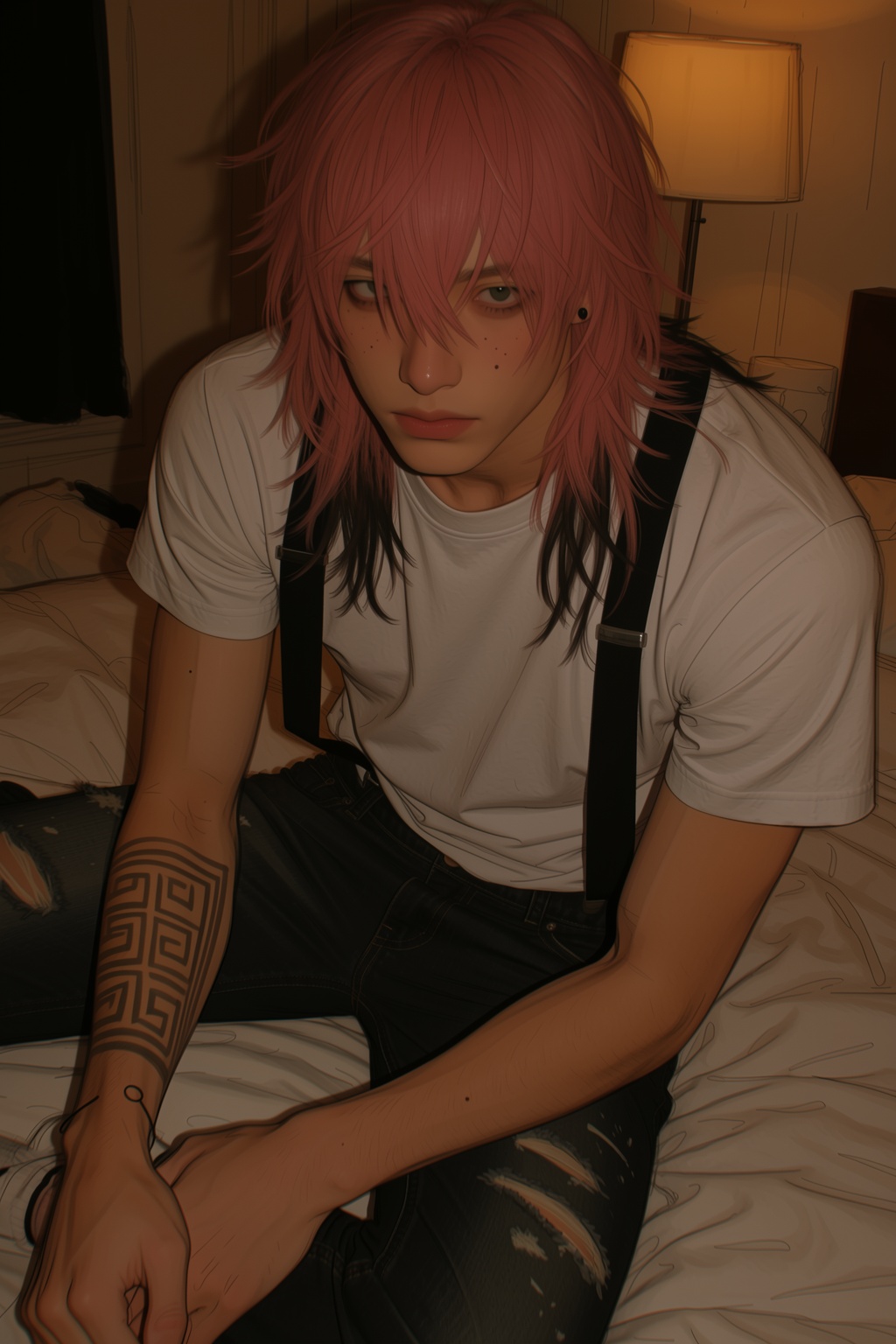 highres,  absurdres,  @4**0D4YX 13. A young man with shaggy on Tensor.Art