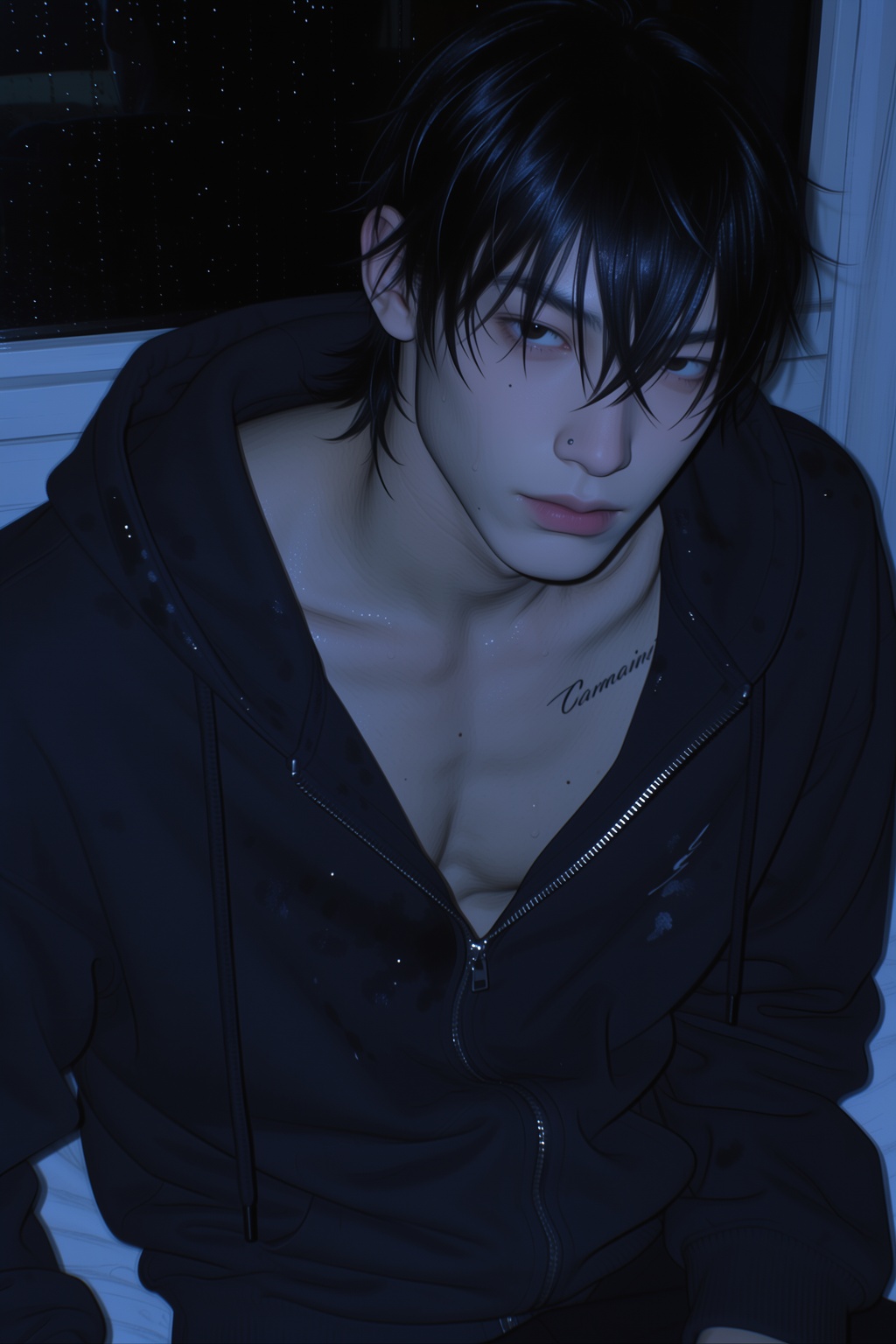 highres,  absurdres,  @4**0D4YX A young man with wet on Tensor.Art
