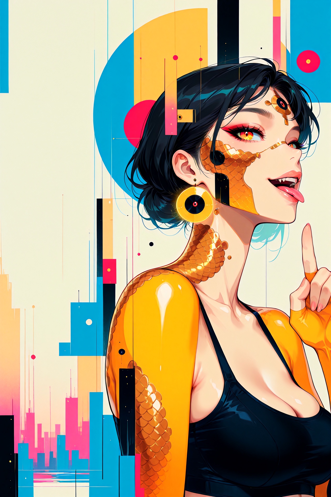 dsntgrtn,  fragmented geometric collage,  retro-futuristic graphic design on Tensor.Art