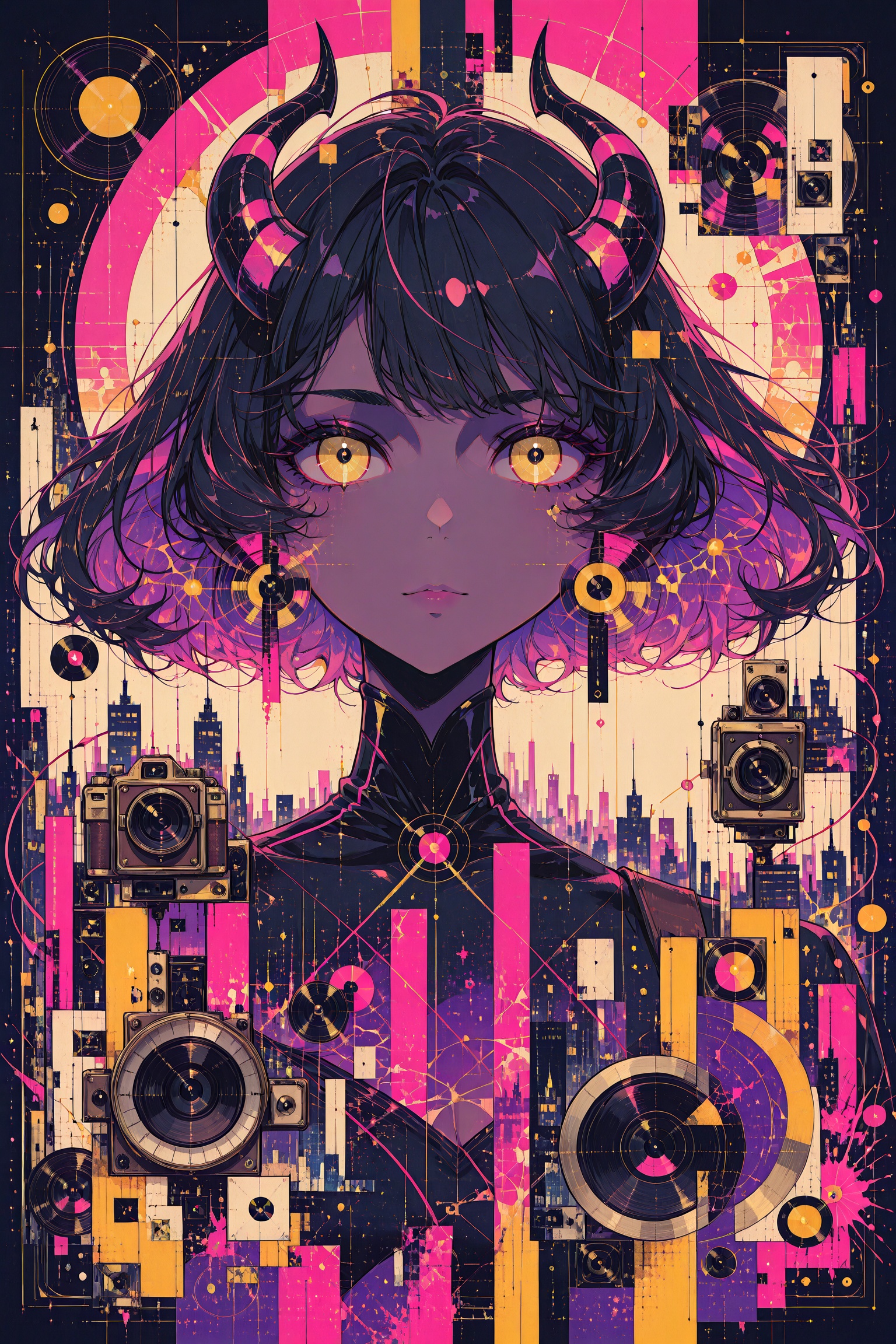dsntgrtn,  fragmented geometric collage,  retro-futuristic graphic design on Tensor.Art