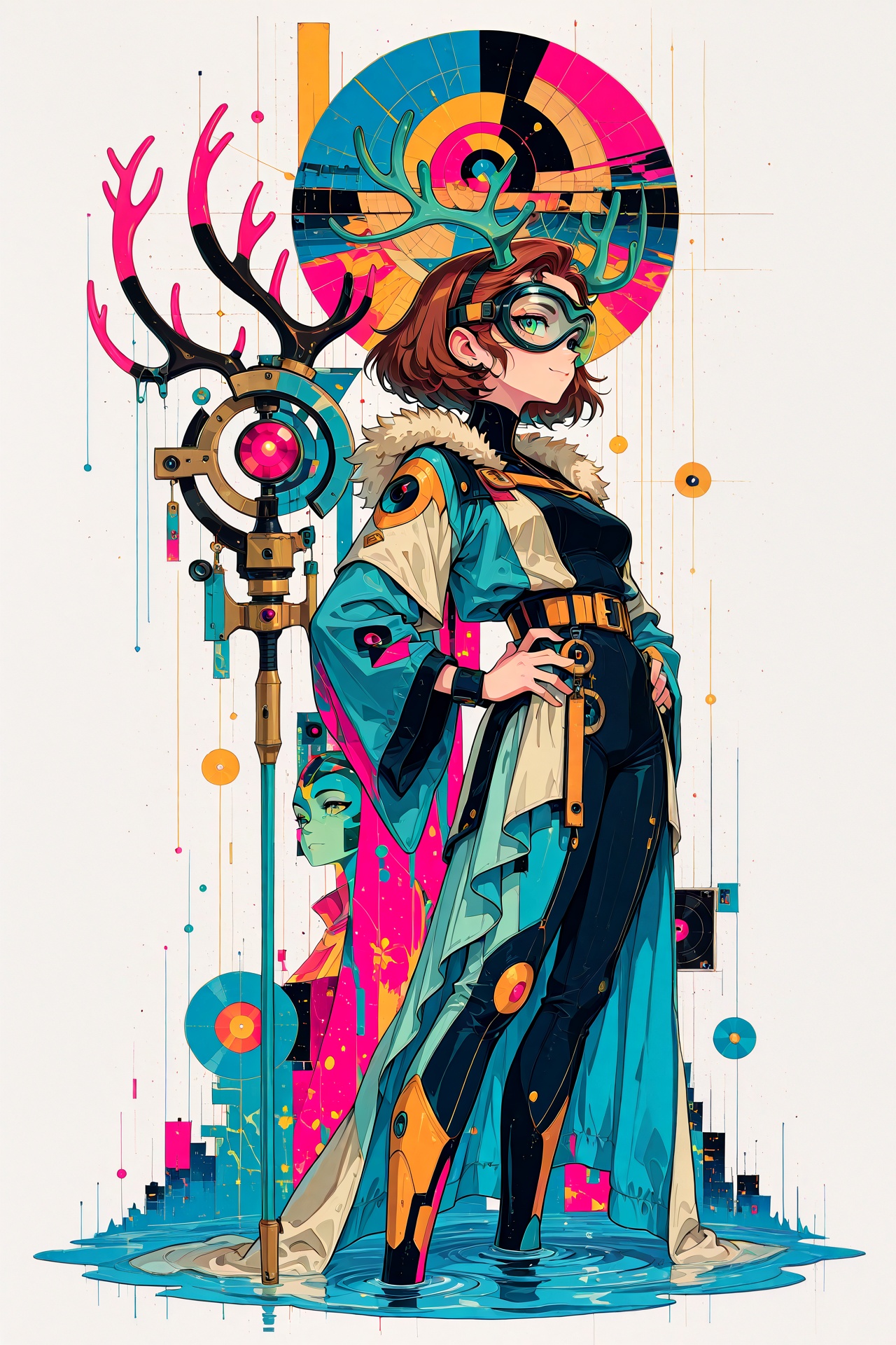 dsntgrtn,  fragmented geometric collage,  retro-futuristic graphic design on Tensor.Art