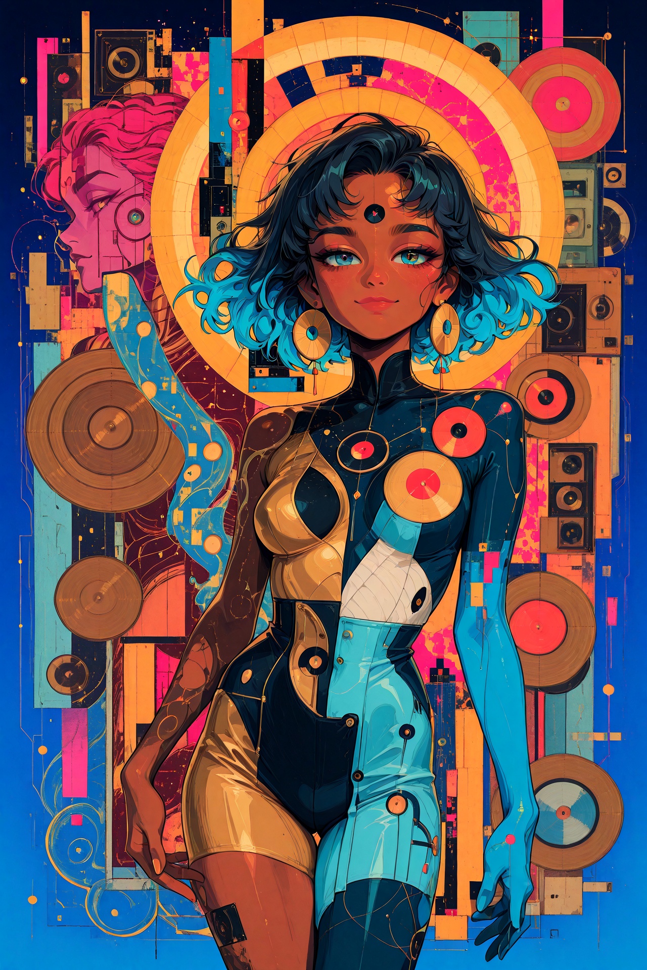 dsntgrtn,  fragmented geometric collage,  retro-futuristic graphic design on Tensor.Art