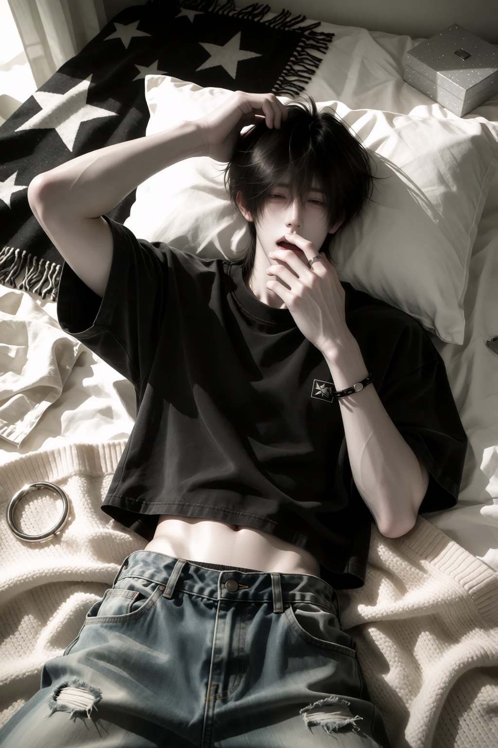 1boy,  dark brown eyes,  black hair on Tensor.Art