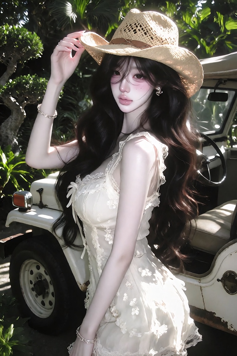 beautiful young woman,  long flowing black wavy hair,  fair porcelain skin on Tensor.Art
