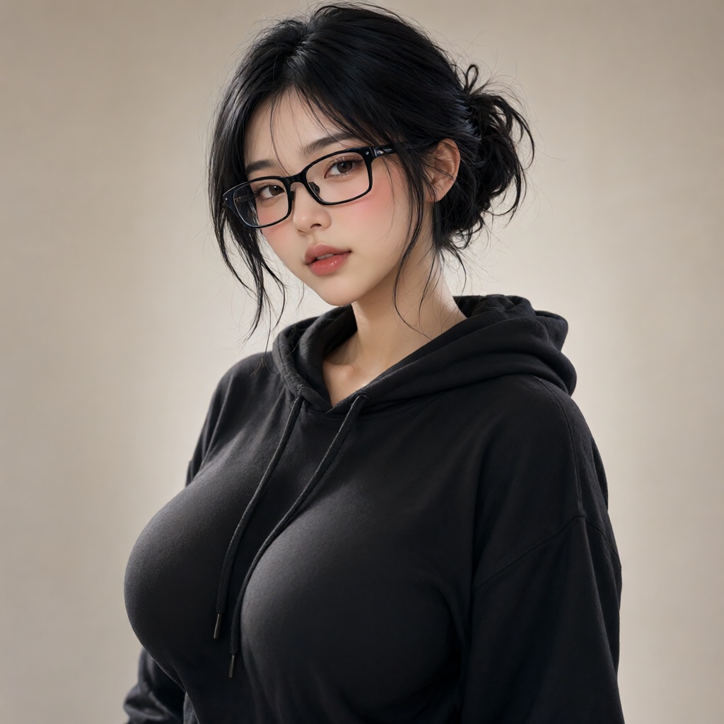 1girl,  Keep the face model,  A stylish messy low updo hairstyle with black hair on Tensor.Art