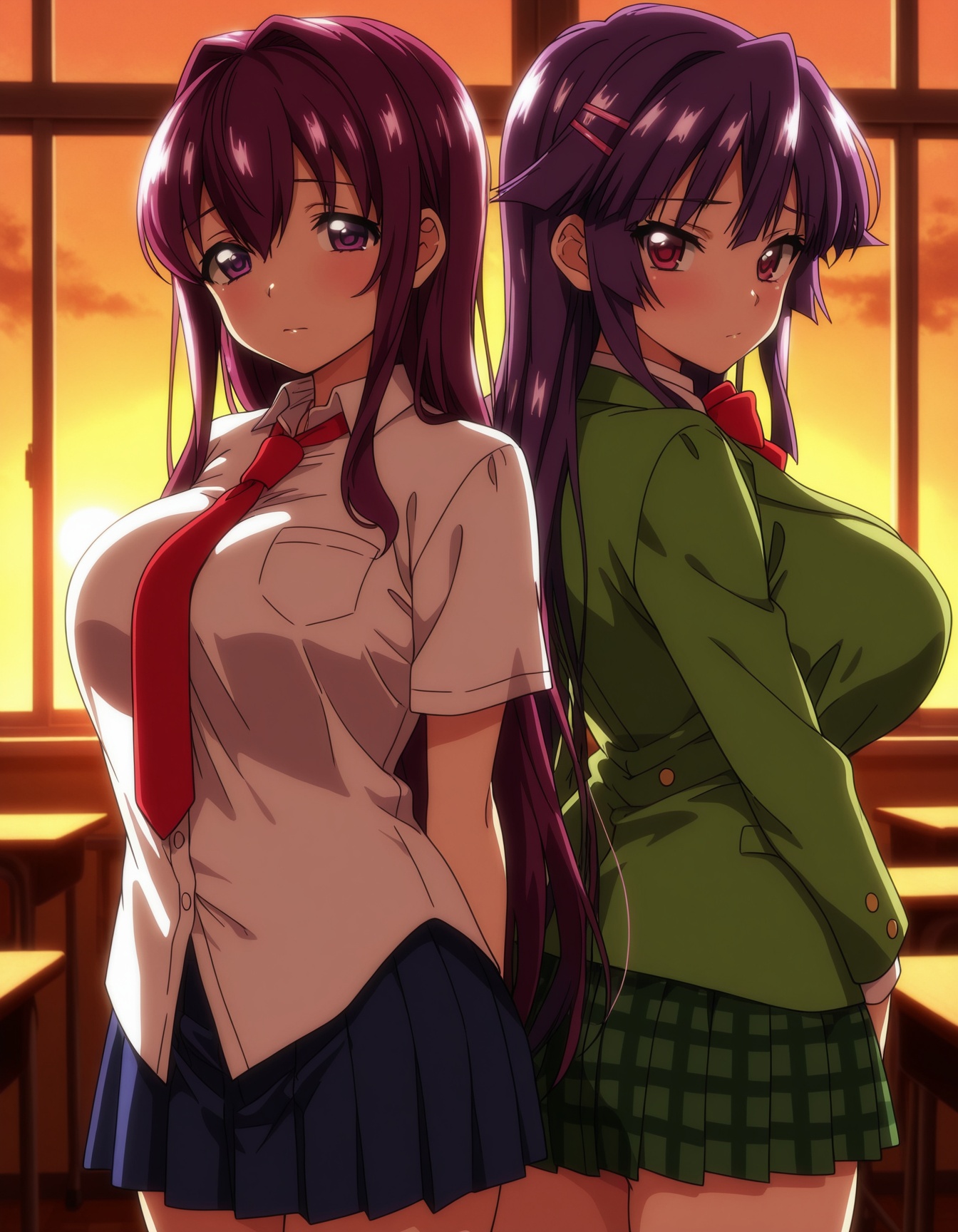 2girls,  cowboy shot,  looking at viewer on Tensor.Art