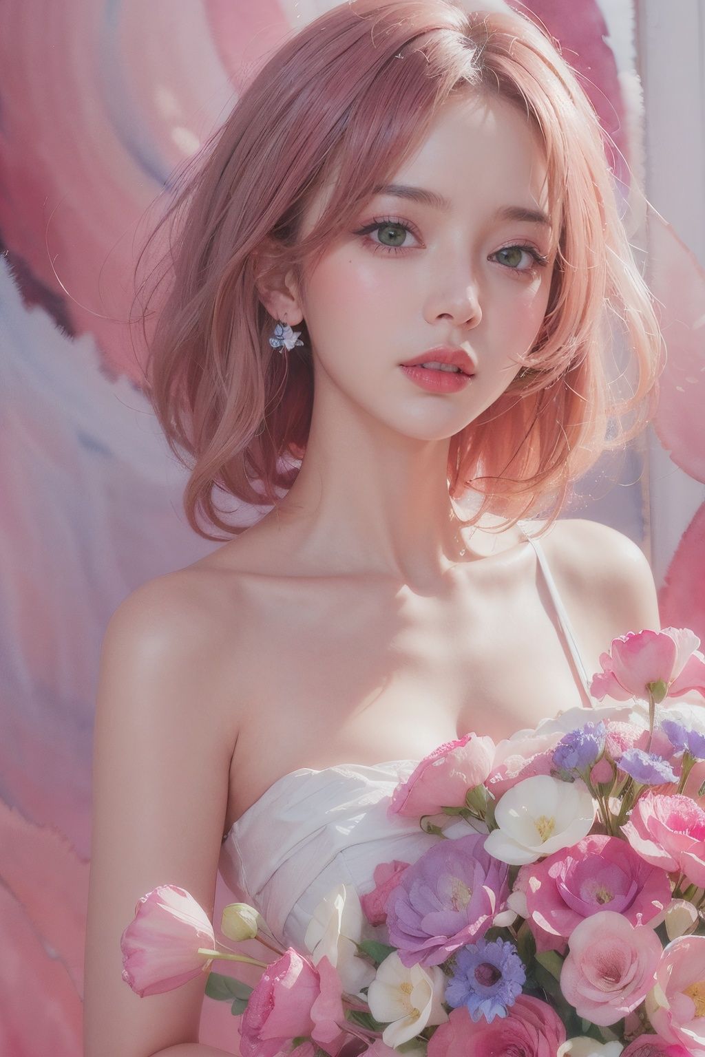 1girl,  flower,  Lisianthus on Tensor.Art