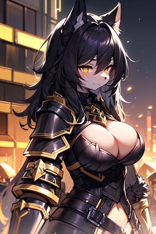 furry,  black fur,  night on Tensor.Art