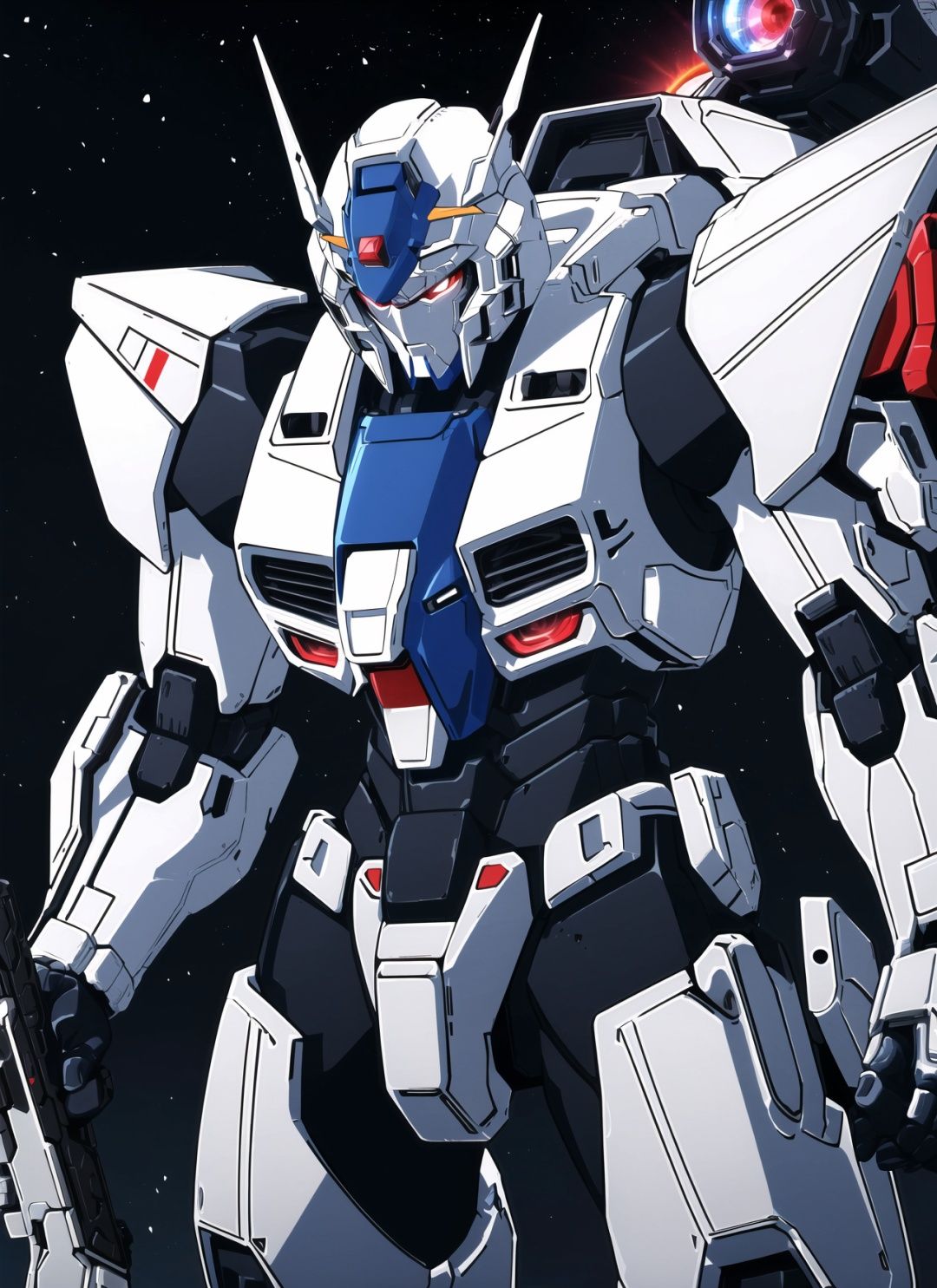 (red and black mecha),  gundam,  holding rifle on Tensor.Art