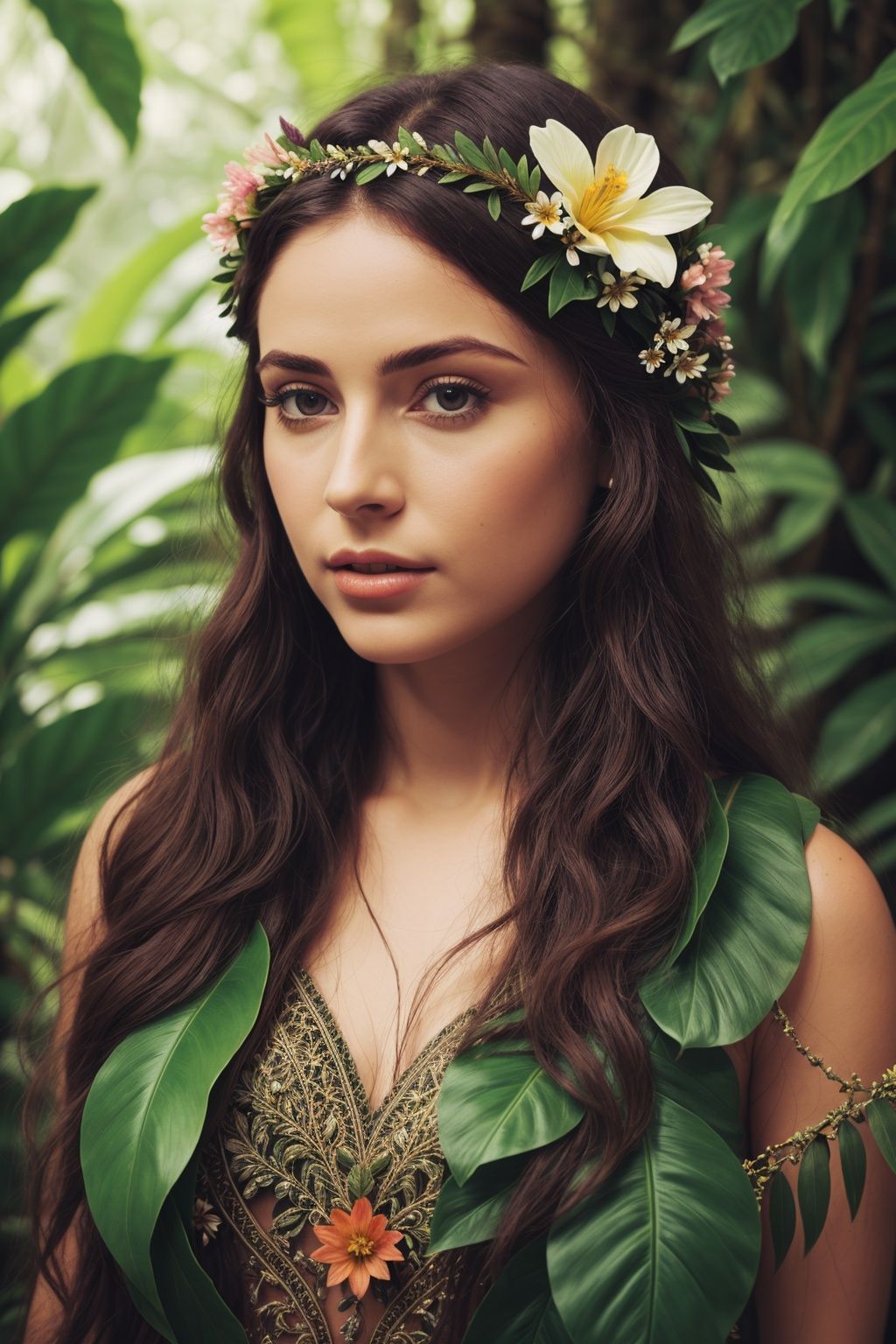 Masterpiece,  intricate details,  woman in rainforest on Tensor.Art