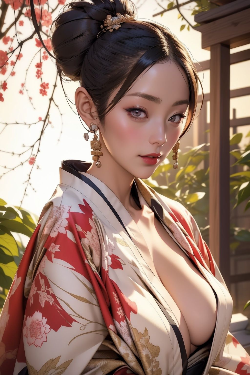 a Japanese woman wearing a kimono,  (((masterpiece))),  ((best quality)) on Tensor.Art