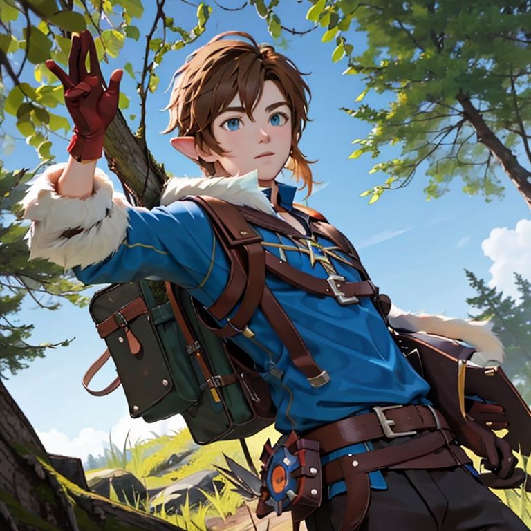 hxbq, solo, simple_background, gloves, 1boy, forest