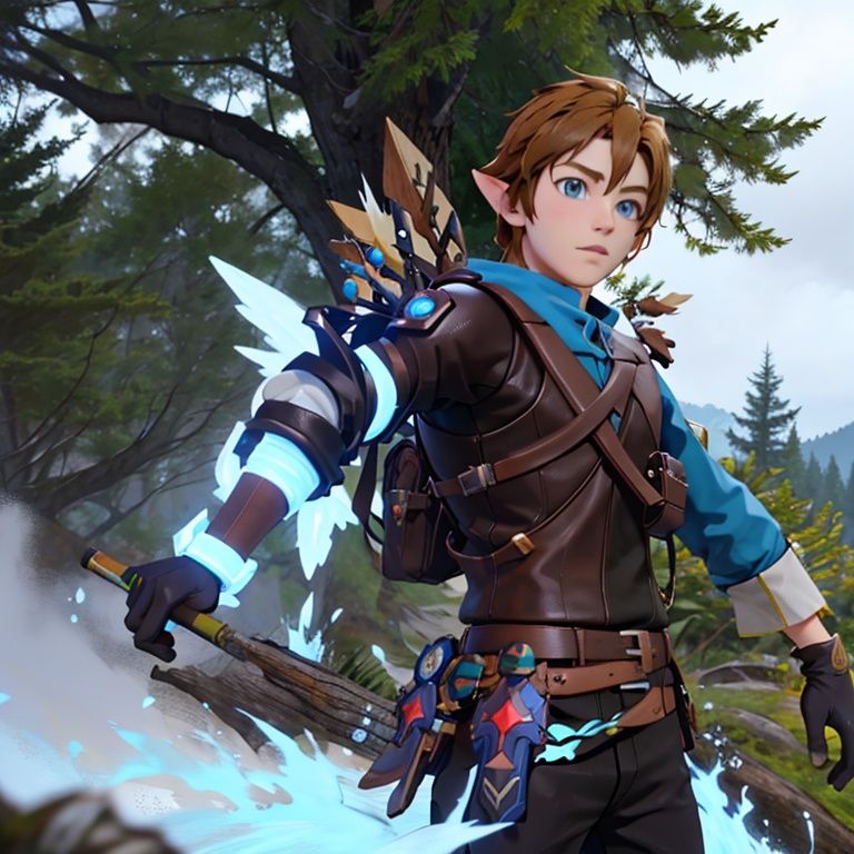 hxbq, solo, simple_background, gloves, 1boy, forest