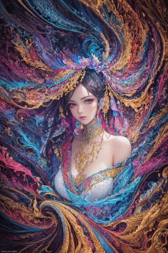 (masterpiece, top quality, best quality, official art, beautiful and aesthetic:1.2), (1girl:1.3), extremely detailed,(fractal art:1.2),colorful,highest detailed,(zentangle:1.2), (dynamic pose), (abstract background:1.5), (treditional dress:1.2), (shiny skin), (many colors:1.4),
