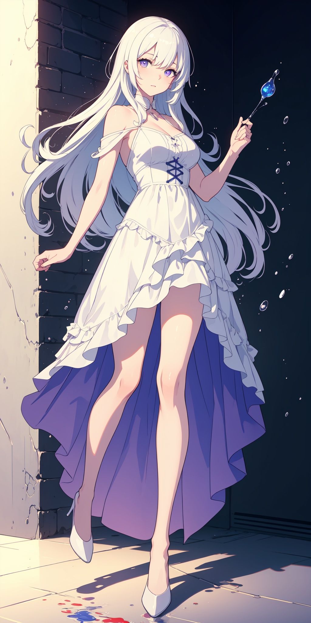 (masterpiece:1.2, best quality), (finely detailed beautiful eyes: 1.2), (extremely detailed CG unity 8k wallpaper, masterpiece, best quality, ultra-detailed, best shadow), (detailed background), (beautiful detailed face, beautiful detailed eyes), High contrast, (best illumination, an extremely delicate and beautiful),1girl,((colourful paint splashes on transparent background, dulux,)), dynamic angle,beautiful detailed glow,full body, cowboy shot, white hair, purple eyes,