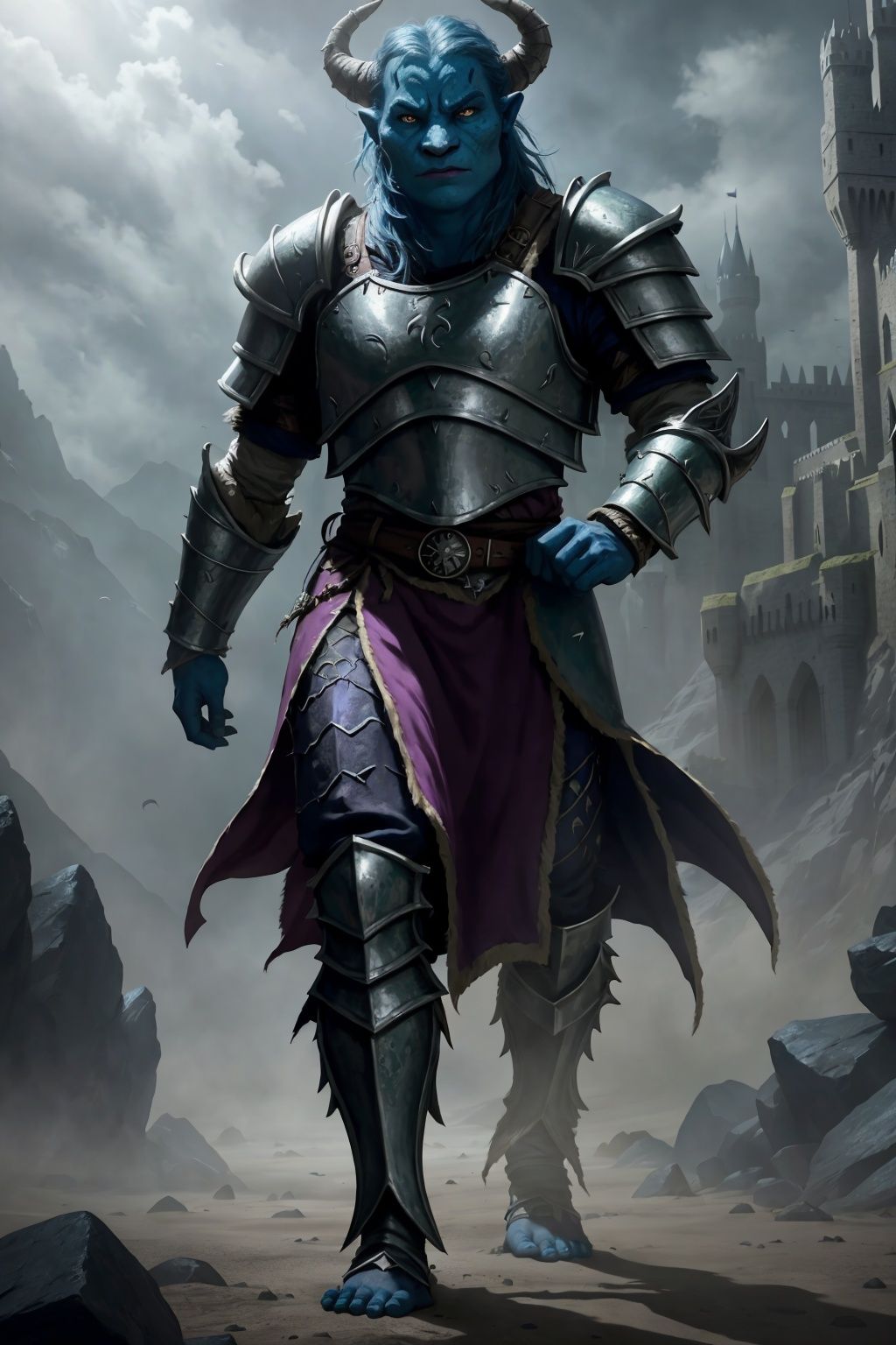 dungeons and dragons epic movie poster dragonborn wearing plate armor marching into battle volumetric lighting fog depth m...